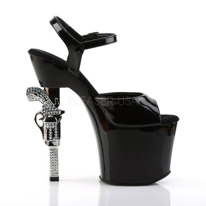 Pleaser プリーザー サンダル キャバ ヒール 厚底 レディース メンズ 18 cm ヒール 黒 ブラック エナメル アンクルストラップ 靴 ハイヒール 大きいサイズ 取寄 | Pleaser | 04