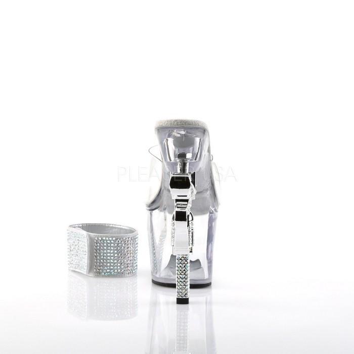 Pleaser プリーザー ミュール サンダル キャバ ヒール 厚底 レディース メンズ 18 cm ヒール クリア ラインストーン付き アンクルベルト 靴 ハイヒール 取寄 | Pleaser | 03