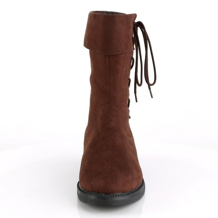 Pleaser プリーザー ショートブーツ ローヒール 2.5cm ヒール 茶 ブラウン カフ付き 編み上げ レースアップ メンズ 男性用 大きいサイズ 靴 シューズ 取寄 | Pleaser | 01