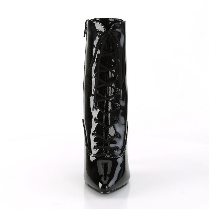 Pleaser プリーザー ハイヒール ショートブーツ 大きいサイズ 小さいサイズ 黒 ブラック エナメル 13cm ヒール レディース メンズ レースアップ ジッパー 取寄 | Pleaser | 01