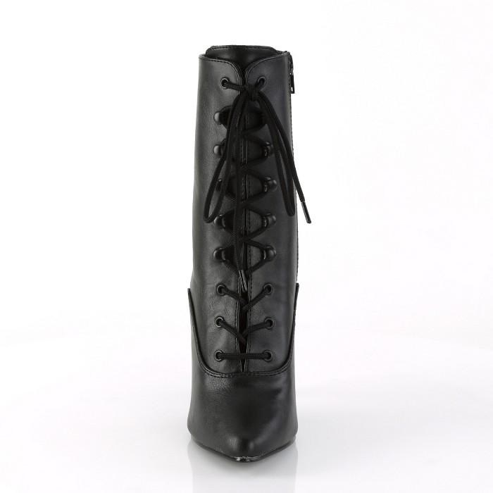 Pleaser プリーザー ハイヒール ショートブーツ 大きいサイズ 小さいサイズ 黒 ブラック つや消し 合皮 13cm ヒール レディース メンズ レースアップ 靴 取寄 | Pleaser | 01