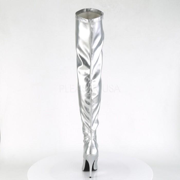 Pleaser プリーザー ニーハイブーツ サイハイブーツ レディース メンズ 12.5cm ヒール 銀色 シルバー つや消し サイドジッパー 大きいサイズ ハイヒール 取寄 | Pleaser | 03