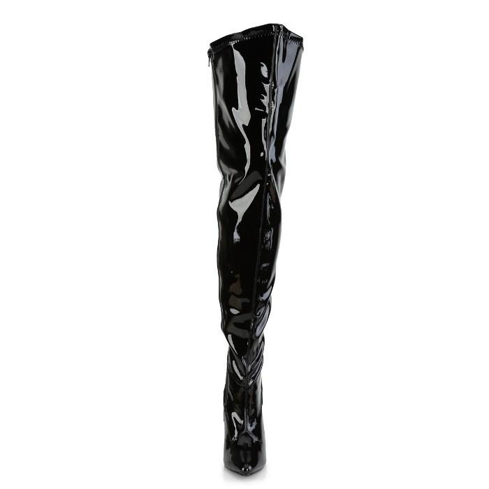 Pleaser プリーザー ハイヒール ニーハイブーツ 大きいサイズ 小さいサイズ 黒 ブラック エナメル 13cm ヒール レディース メンズ サイハイブーツ ジッパー 取寄 | Pleaser | 01