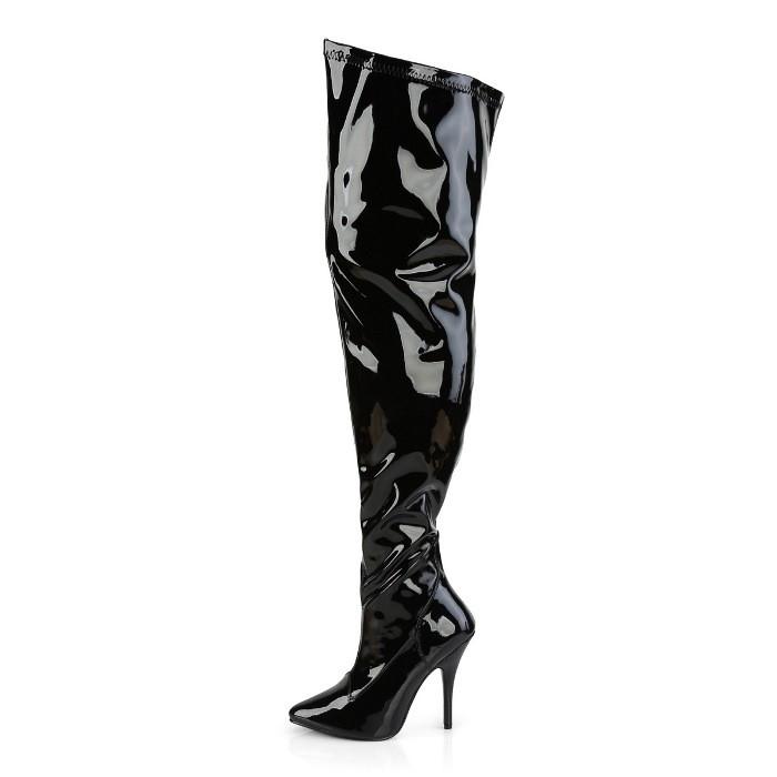 Pleaser プリーザー ハイヒール ニーハイブーツ 大きいサイズ 小さいサイズ 黒 ブラック エナメル 13cm ヒール レディース メンズ サイハイブーツ ジッパー 取寄 | Pleaser | 02