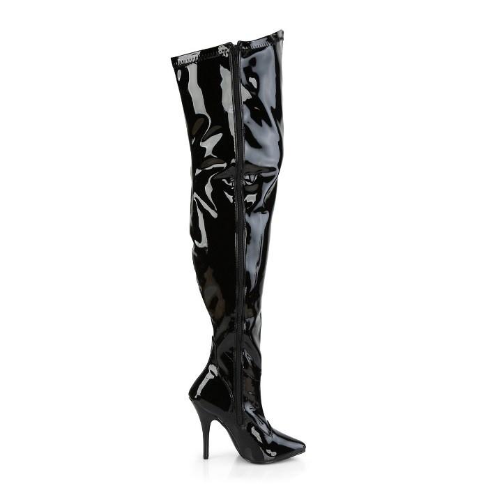 Pleaser プリーザー ハイヒール ニーハイブーツ 大きいサイズ 小さいサイズ 黒 ブラック エナメル 13cm ヒール レディース メンズ サイハイブーツ ジッパー 取寄 | Pleaser | 04