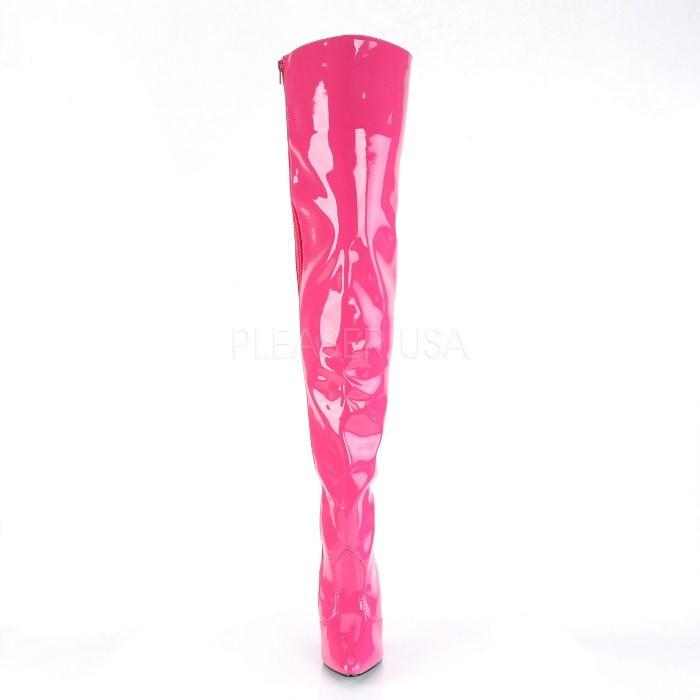 Pleaser プリーザー ハイヒール ニーハイブーツ 大きいサイズ 小さいサイズ ホットピンク エナメル 13cm ヒール レディース メンズ サイハイブーツ 靴 取寄 | Pleaser | 01
