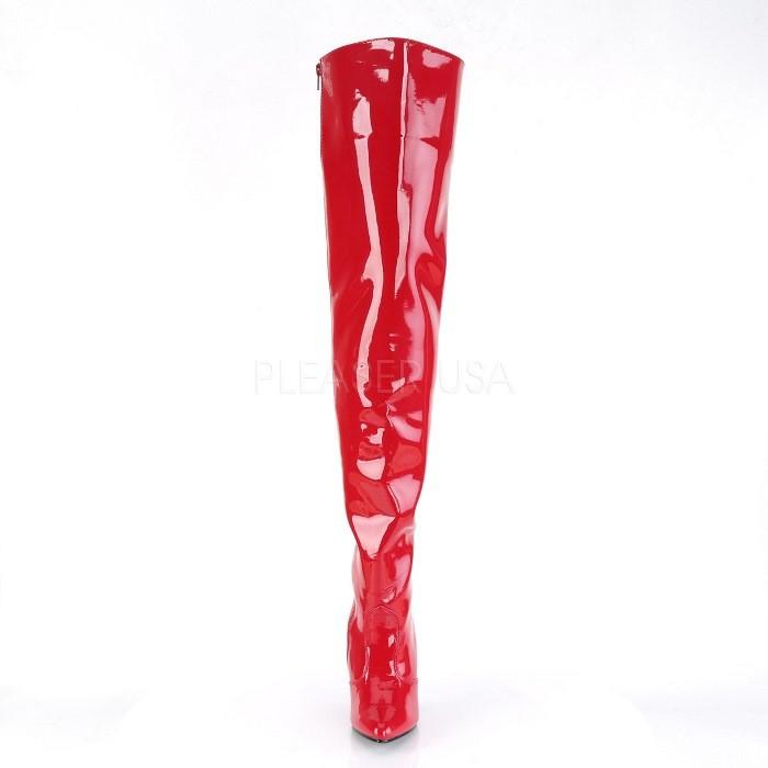 Pleaser プリーザー ハイヒール ニーハイブーツ 大きいサイズ 小さいサイズ 赤 レッド エナメル 13cm ヒール レディース メンズ サイハイブーツ ジッパー 取寄 | Pleaser | 01