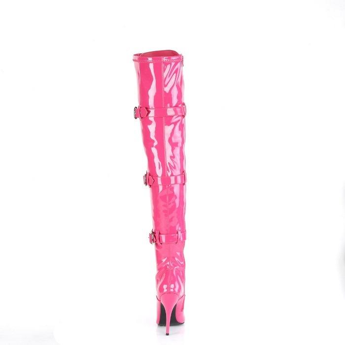 Pleaser プリーザー ハイヒール ニーハイブーツ 大きいサイズ 小さいサイズ ホットピンク エナメル 13cm ヒール 高め レディース メンズ  編み上げ ベルト 取寄 | Pleaser | 03