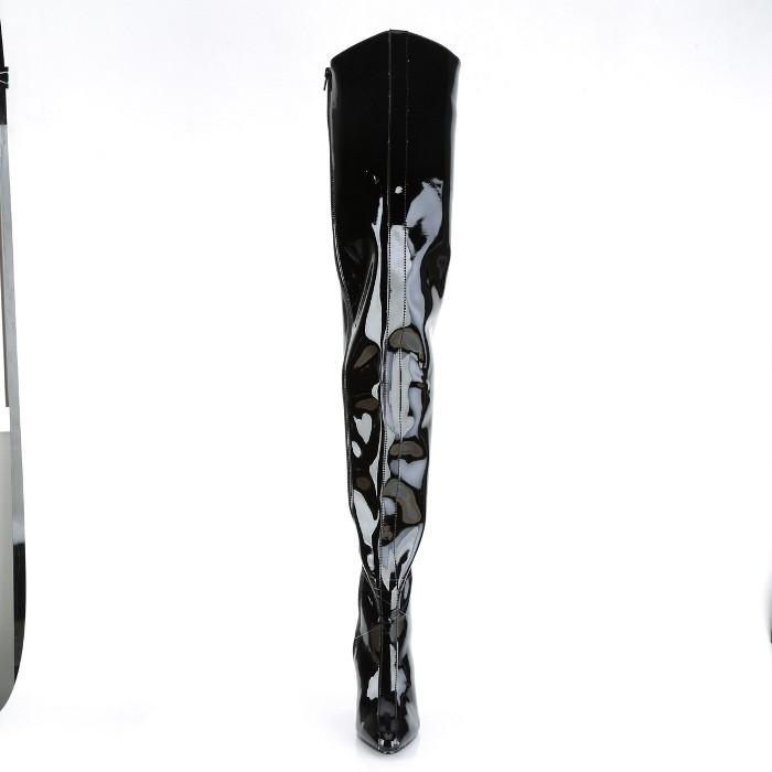 Pleaser プリーザー ハイヒール ニーハイブーツ 大きいサイズ 小さいサイズ 黒 ブラック エナメル 13cm ヒール レディース メンズ サイハイブーツ ジッパー 取寄 | Pleaser | 01
