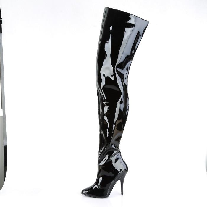 Pleaser プリーザー ハイヒール ニーハイブーツ 大きいサイズ 小さいサイズ 黒 ブラック エナメル 13cm ヒール レディース メンズ サイハイブーツ ジッパー 取寄 | Pleaser | 02