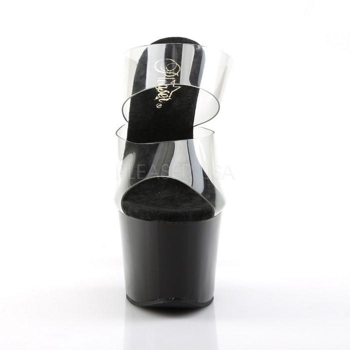 Pleaser プリーザー ヒール キャバ ミュール サンダル 厚底 18 cm ヒール クリア 黒 ブラック ハイヒール ピンヒール 大きいサイズ 靴 レディース メンズ 取寄 | Pleaser | 01
