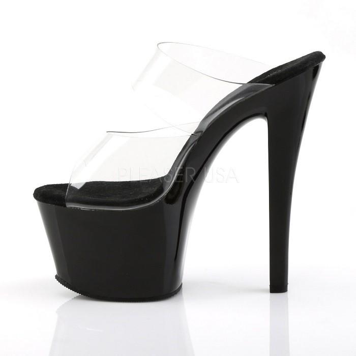 Pleaser プリーザー ヒール キャバ ミュール サンダル 厚底 18 cm ヒール クリア 黒 ブラック ハイヒール ピンヒール 大きいサイズ 靴 レディース メンズ 取寄 | Pleaser | 02
