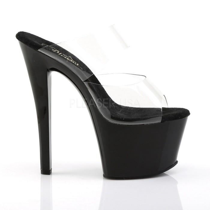 Pleaser プリーザー ヒール キャバ ミュール サンダル 厚底 18 cm ヒール クリア 黒 ブラック ハイヒール ピンヒール 大きいサイズ 靴 レディース メンズ 取寄 | Pleaser | 04