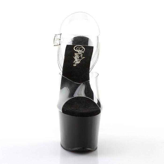 Pleaser プリーザー ヒール キャバ サンダル 厚底 18 cm ヒール 黒 ブラック クリア ストラップ ハイヒール ピンヒール 大きいサイズ レディース メンズ 取寄 | Pleaser | 01