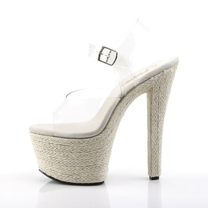Pleaser プリーザー ヒール キャバ サンダル 厚底 18 cm ヒール 白 ホワイト ベージュ クリア エスパドリーユ ハイヒール 大きいサイズ レディース メンズ 取寄 | Pleaser | 02