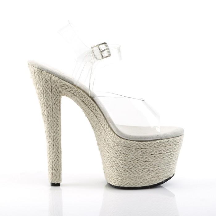 Pleaser プリーザー ヒール キャバ サンダル 厚底 18 cm ヒール 白 ホワイト ベージュ クリア エスパドリーユ ハイヒール 大きいサイズ レディース メンズ 取寄 | Pleaser | 04