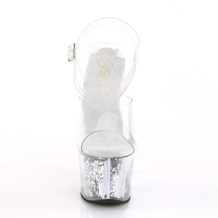 Pleaser（プリーザー） ヒール キャバ サンダル 厚底 18 cm ヒール 銀