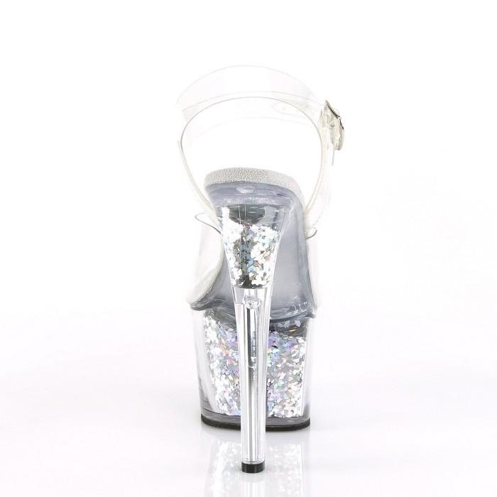 Pleaser プリーザー ヒール キャバ サンダル 厚底 18 cm ヒール 銀 シルバー クリア ストラップ ハイヒール ピンヒール 大きいサイズ 靴 レディース メンズ 取寄 | Pleaser | 03