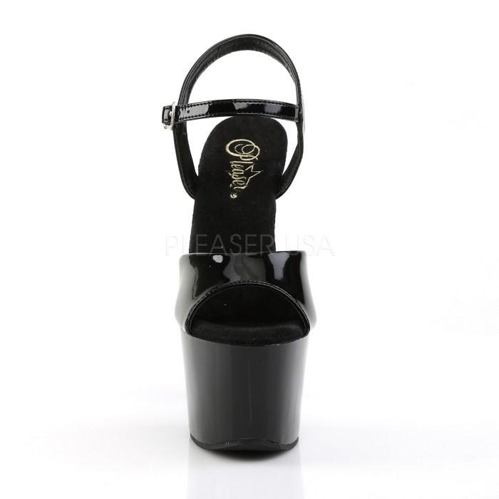 Pleaser プリーザー キャバ ヒール サンダル 厚底 18 cm ヒール 黒 ブラック クリア ストラップ ハイヒール ピンヒール 大きいサイズ レディース メンズ 即納 | Pleaser | 01