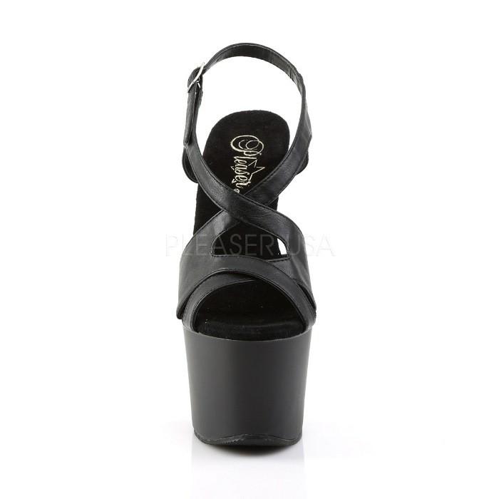 Pleaser プリーザー ヒール キャバ サンダル 厚底 18 cm ヒール 黒 ブラック つや消し ストラップ ハイヒール ピンヒール 大きいサイズ レディース メンズ 取寄 | Pleaser | 01