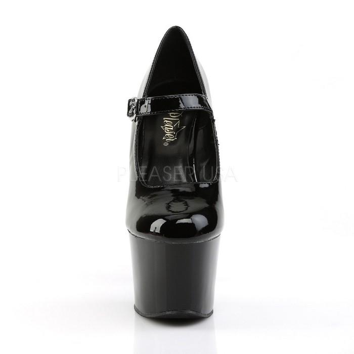 Pleaser プリーザー パンプス 厚底 18 cm ヒール 黒 ブラック エナメル ハイヒール 大きいサイズ 小さいサイズ ピンヒール 甲ベルト レディース メンズ 取寄 | Pleaser | 01