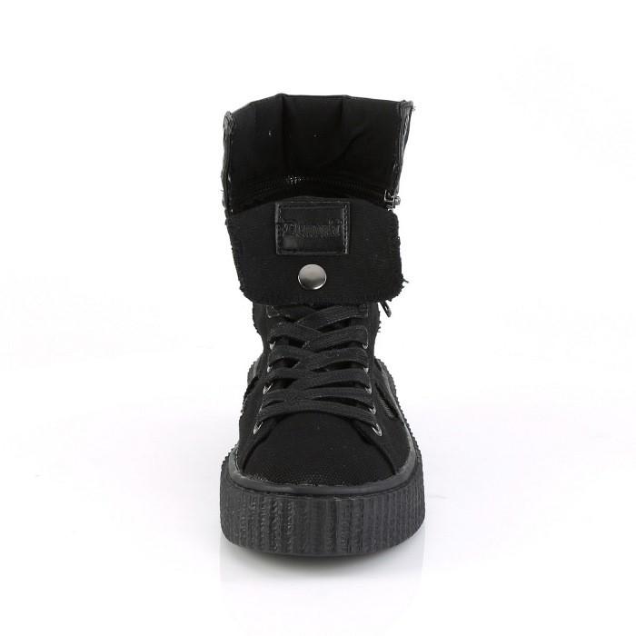 demonia デモニア 厚底 スニーカー メンズ 黒 ブラック 4 cm ヒール ベルト 2Way ブーツ ショートブーツ クリーパーソール ラバーソール ラウンドトゥ 靴 取寄 | Pleaser | 01