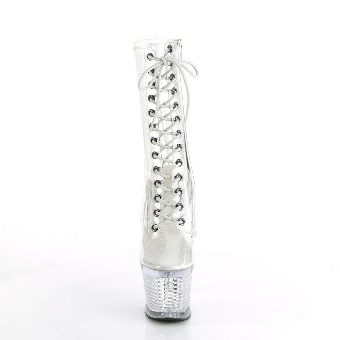Pleaser プリーザー ショートブーツ 厚底 クリア 18 cm ヒール レディース メンズ ハイヒール 大きいサイズ 厚底靴 編み上げ レースアップ ジッパー 靴 取寄 | Pleaser | 01
