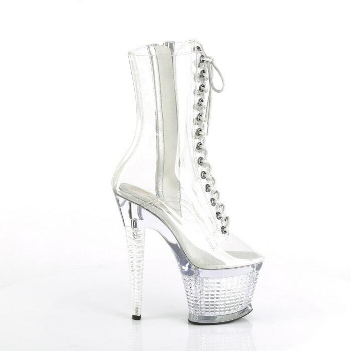 Pleaser プリーザー ショートブーツ 厚底 クリア 18 cm ヒール レディース メンズ ハイヒール 大きいサイズ 厚底靴 編み上げ レースアップ ジッパー 靴 取寄 | Pleaser | 04