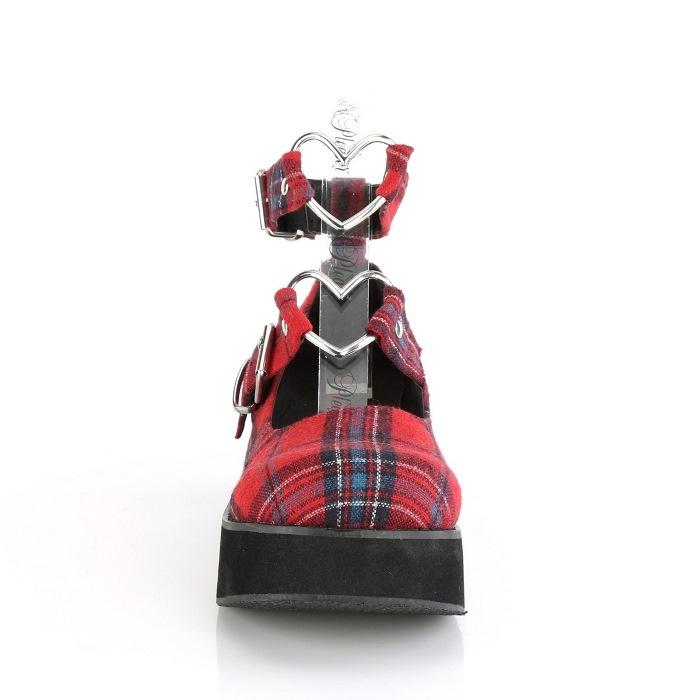 demonia デモニア パンプス 厚底 ラバーソール 6 cm ヒール チェック柄 マルチカラー リング ストラップ 小さいサイズ 大きいサイズ 靴 レディース メンズ 取寄 | Pleaser | 01