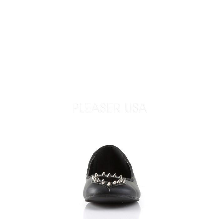 demonia デモニア パンプス ぺたんこ フラットシューズ バレエシューズ 黒 ブラック 合皮 ハート スタッズ 小さいサイズ 大きいサイズ レディース メンズ 取寄 | Pleaser | 01