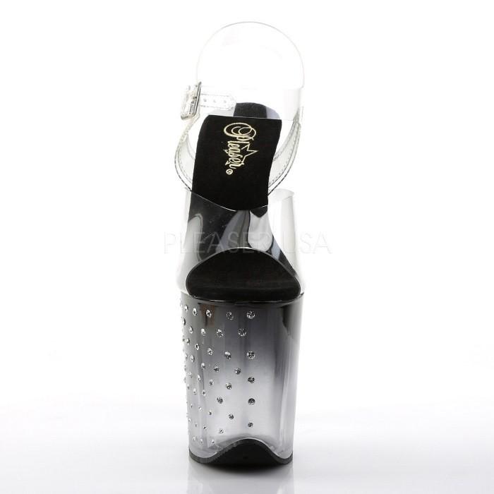 Pleaser プリーザー ヒール キャバ サンダル 厚底 20 cm ヒール クリア 黒 ブラック オープントゥ ハイヒール ピンヒール 大きいサイズ レディース メンズ 取寄 | Pleaser | 01