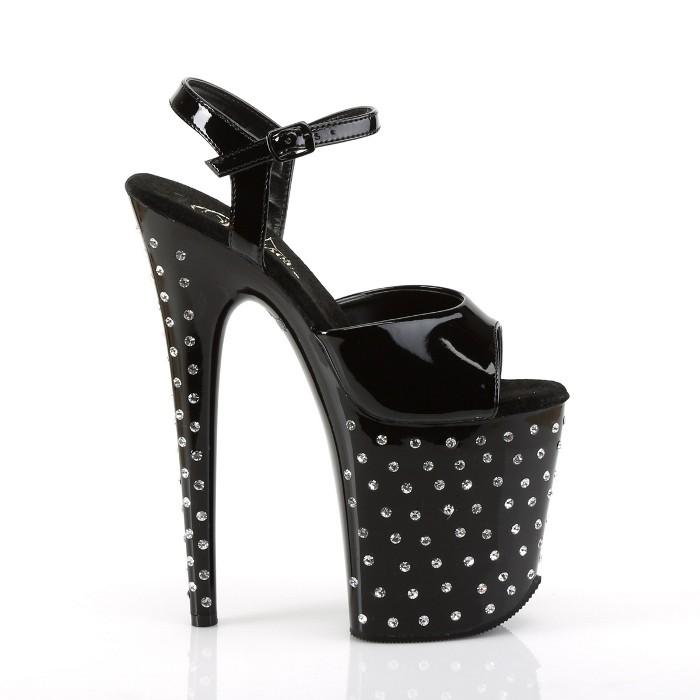 Pleaser プリーザー ヒール キャバ サンダル 厚底 20 cm ヒール エナメル 黒 ブラック ストラップ ハイヒール ピンヒール 大きいサイズ レディース メンズ 取寄 | Pleaser | 04