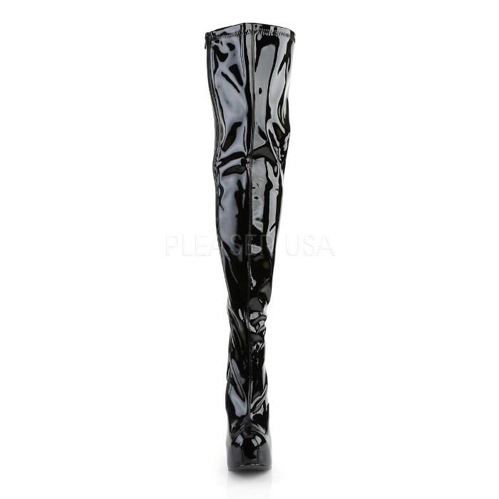 Pleaser プリーザー ニーハイ サイハイ ブーツ 14 cm ヒール 15センチ ヒール 厚底 黒 ブラック エナメル ハイヒール 大きいサイズ レディース メンズ 取寄｜dimples｜02