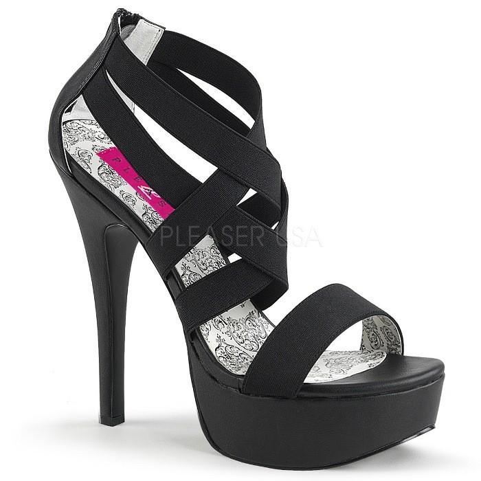 Pleaser プリーザー サンダル インヒール インソール 厚底 黒 ブラック ストラップ ハイヒール ピンヒール レディース メンズ 14cm ヒール 15センチ ヒール 取寄 | Pleaser