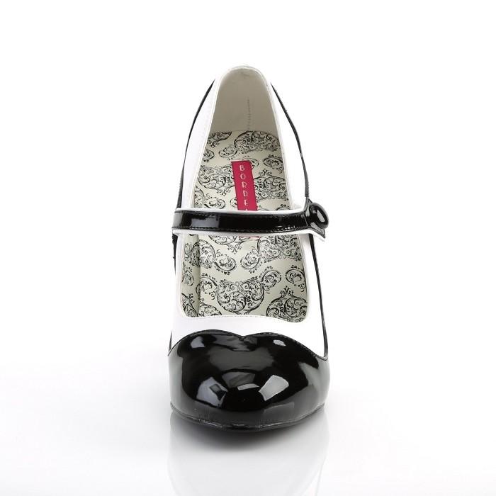 Pleaser プリーザー パンプス 11.5cm ヒール 黒 ブラック 白 ホワイト 2トーン 甲ベルト 大きいサイズ あり レディース メンズ 靴 シューズ ハイヒール 取寄 | Pleaser | 01