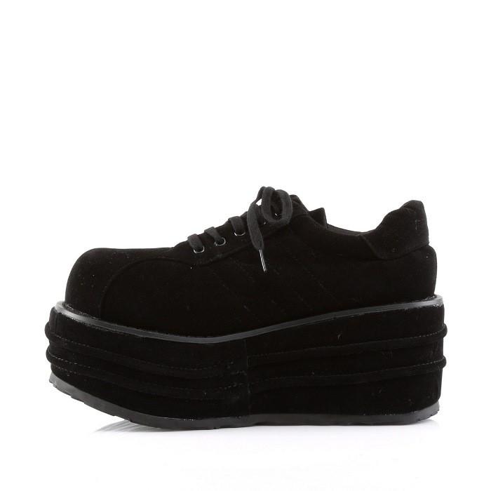 demonia デモニア スニーカー 厚底 ラバーソール 9 cm ヒール 黒 ブラック スエード 編み上げ レースアップ 小さいサイズ 大きいサイズ 厚底靴 メンズ 靴 取寄 | Pleaser | 02