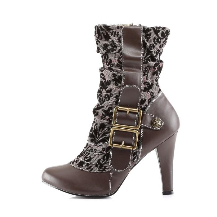 demonia デモニア ショートブーツ 10 cm ヒール 茶色 ブラウン ベルト バックル ジッパー 小さいサイズ 大きいサイズ 靴 シューズ レディース メンズ 取寄 | Pleaser | 02