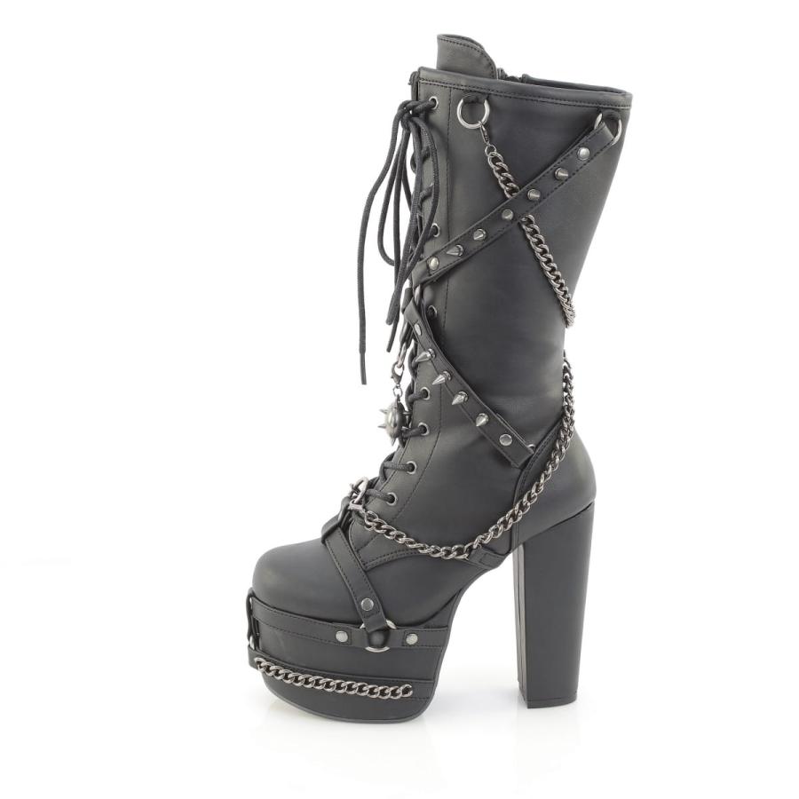 demonia デモニア ロングブーツ 厚底 14 cm ヒール 黒 ブラック チェーン 編み上げ レースアップ 厚底靴 レディース メンズ パンク ロック V系 TORMENT-156 取寄 | Pleaser | 02