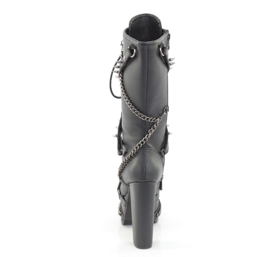 demonia デモニア ロングブーツ 厚底 14 cm ヒール 黒 ブラック チェーン 編み上げ レースアップ 厚底靴 レディース メンズ パンク ロック V系 TORMENT-156 取寄 | Pleaser | 03