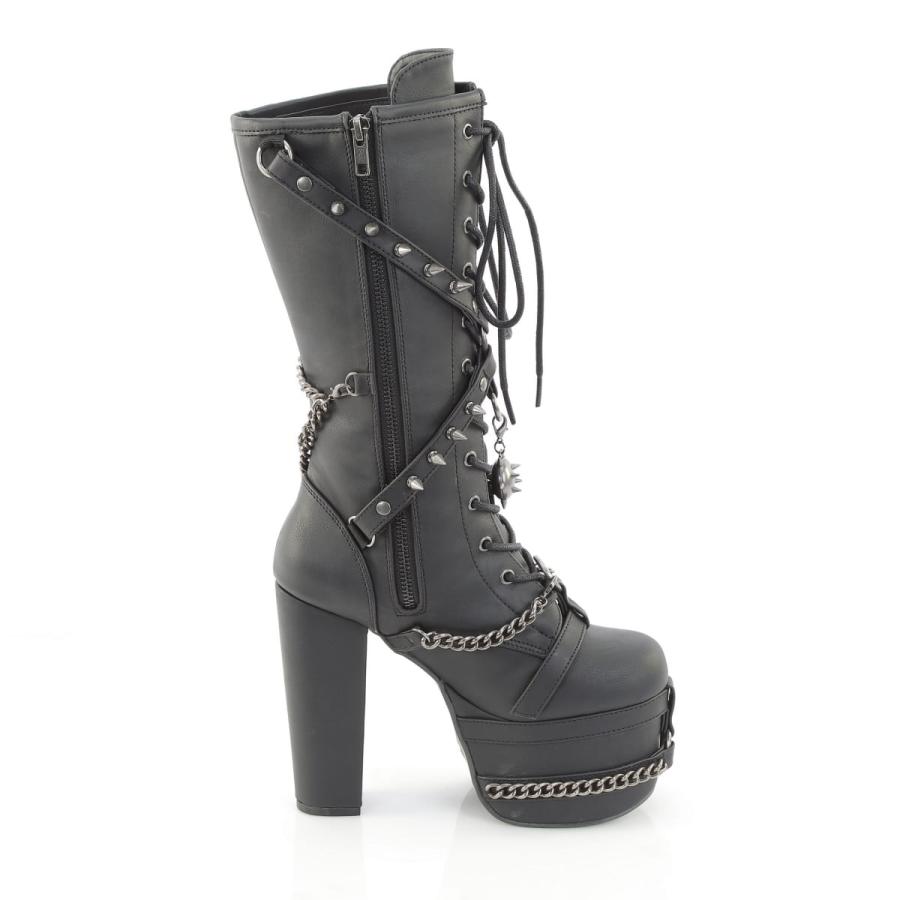 demonia デモニア ロングブーツ 厚底 14 cm ヒール 黒 ブラック チェーン 編み上げ レースアップ 厚底靴 レディース メンズ パンク ロック V系 TORMENT-156 取寄 | Pleaser | 04