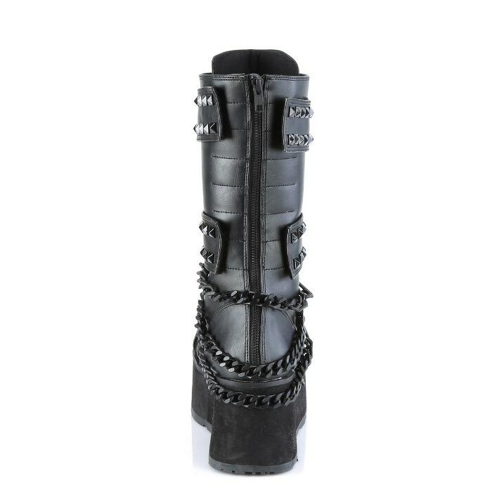 demonia デモニア ミドルブーツ 厚底 ラバーソール 8 cm ヒール 黒 ブラック チェーン スタッズ ジッパー 小さいサイズ 大きいサイズ 厚底靴 靴 メンズ 取寄 | Pleaser | 03