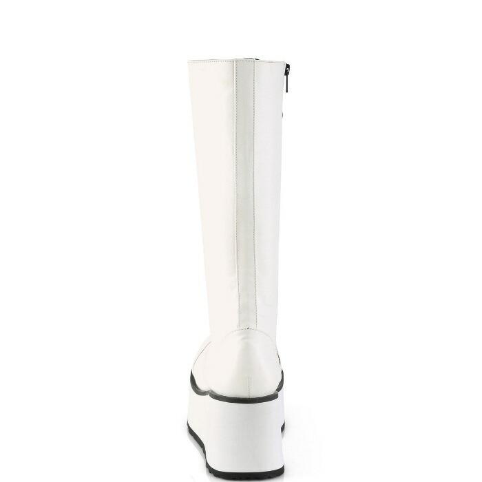 demonia デモニア ロングブーツ 厚底 ラバーソール 8 cm ヒール 白 ホワイト 編み上げ レースアップ ジッパー 小さいサイズ 大きいサイズ 厚底靴 靴 メンズ 取寄 | Pleaser | 03