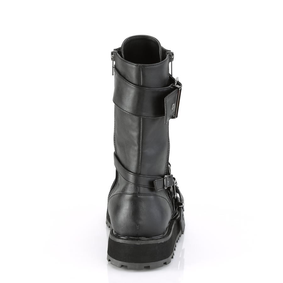 demonia デモニア ショートブーツ ミドルブーツ 4cm ヒール 黒 ブラック ビーガンレザー ベルト 編み上げ ジッパー 大きいサイズ メンズ 靴 VALOR-220 取寄 | Pleaser | 03