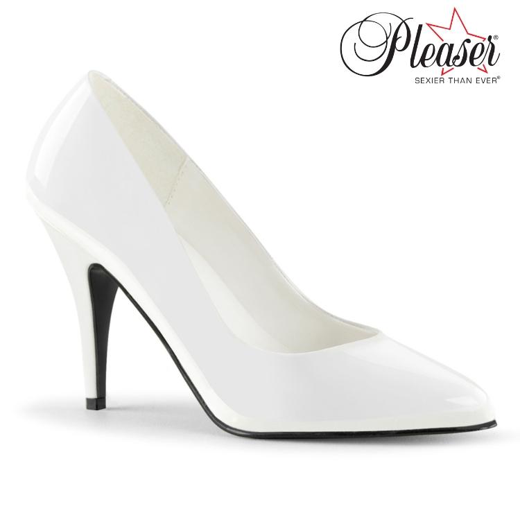 Pleaser プリーザー ハイヒール パンプス 白 ホワイト エナメル 10 cm ヒール 高め レディース メンズ ポインテッドトゥ 大きいサイズ 小さいサイズ 取寄 | Pleaser