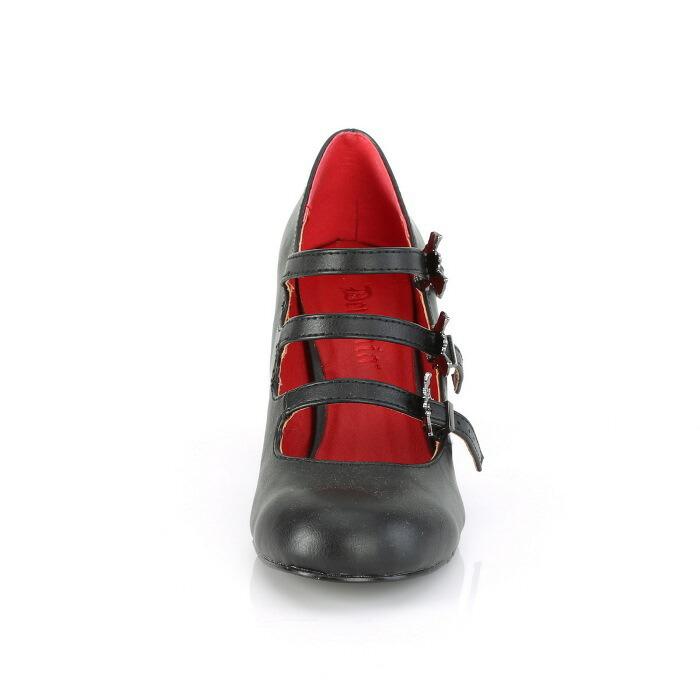 demonia デモニア パンプス 7.5 cm ヒール 黒 ブラック バット バックル ストラップ 小さいサイズ 大きいサイズ ブロックヒール 靴 レディース メンズ 取寄 | Pleaser | 01