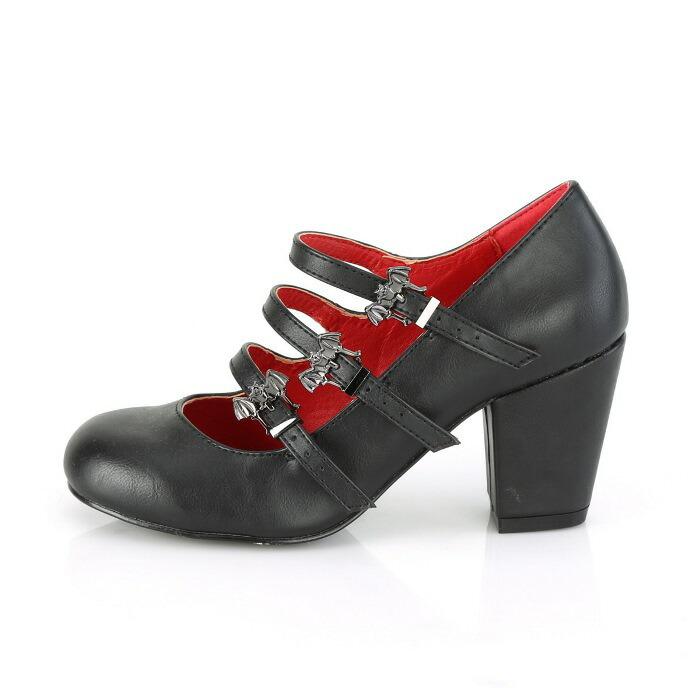 demonia デモニア パンプス 7.5 cm ヒール 黒 ブラック バット バックル ストラップ 小さいサイズ 大きいサイズ ブロックヒール 靴 レディース メンズ 取寄 | Pleaser | 02