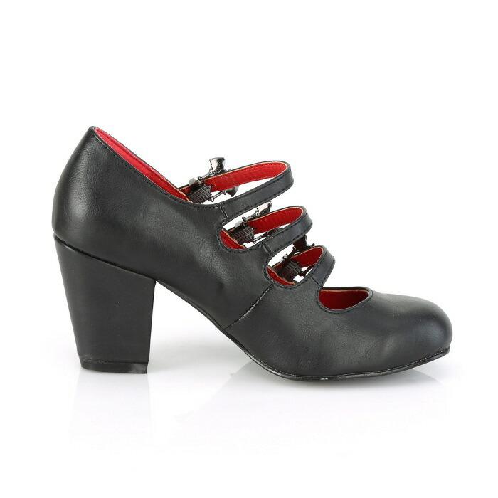 demonia デモニア パンプス 7.5 cm ヒール 黒 ブラック バット バックル ストラップ 小さいサイズ 大きいサイズ ブロックヒール 靴 レディース メンズ 取寄 | Pleaser | 04