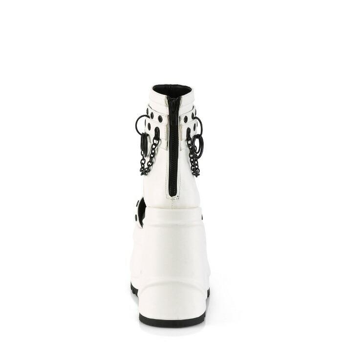 demonia デモニア 厚底 スニーカー ブーティー シューズ 15 cm ヒール 白 ホワイト 黒 ブラック チェーン リング スタッズ 大きいサイズ レディース メンズ 取寄 | Pleaser | 03