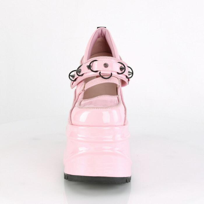 demonia デモニア パンプス 厚底 ウェッジソール 15 cm ヒール ピンク ホログラム エナメル 甲ベルト 小さいサイズ 大きいサイズ 靴 レディース メンズ 取寄 | Pleaser | 01