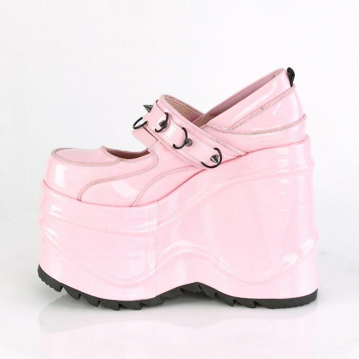 demonia デモニア パンプス 厚底 ウェッジソール 15 cm ヒール ピンク ホログラム エナメル 甲ベルト 小さいサイズ 大きいサイズ 靴 レディース メンズ 取寄 | Pleaser | 02